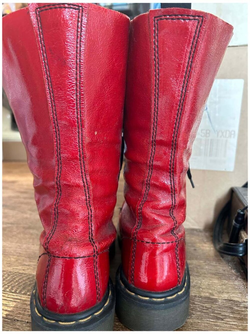 Vintage Dr. Martens 1914 Made In England Red 14-Eye Boots Size UK7/USW9 - Picture 4 of 15